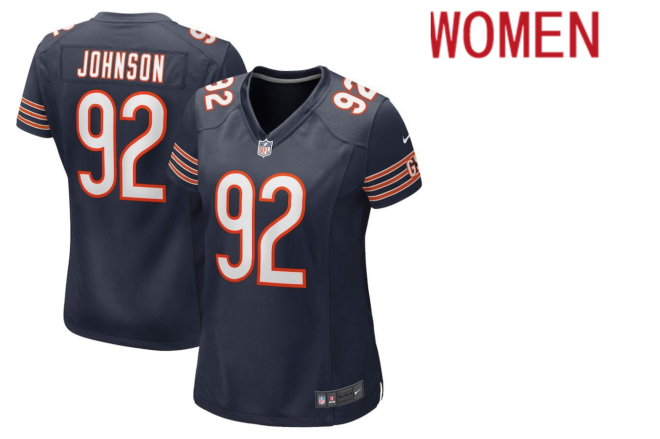 Women Chicago Bears #92 Caleb Johnson Nike Navy Game NFL Jersey